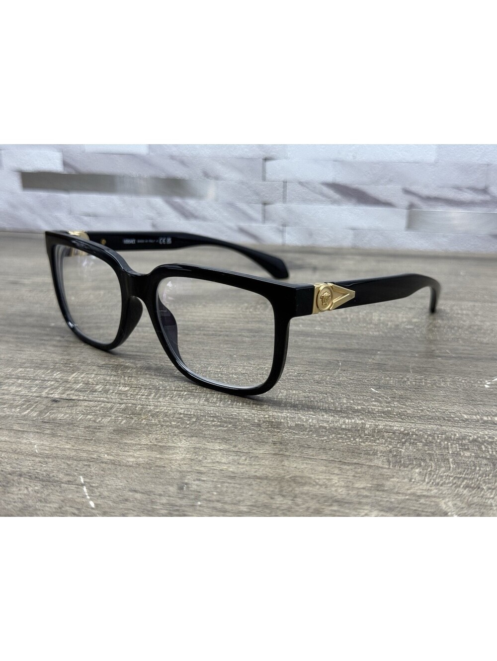 Versace Designer Eyeglasses 3377-U GB1 Black Square Full Rim Frames 55[]18-140